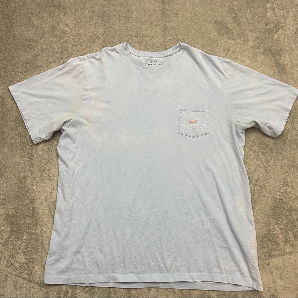 Vineyard Vines T-Shirt Light Blue Men Size XL Pocket Tee Short Sleeve Cotton
